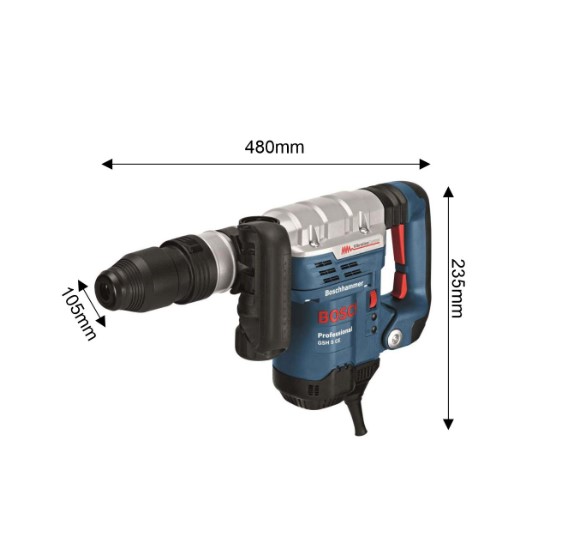 Bosch GSH 5 CE Professional Breaker – Compact SDS Max Demolition Hammer with Variable Speed Control for Precision Concrete Breaking and Renovation Work